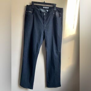 Chicos platinum Denim bejeweled straight leg jeans Chicos size 3 is US size 16